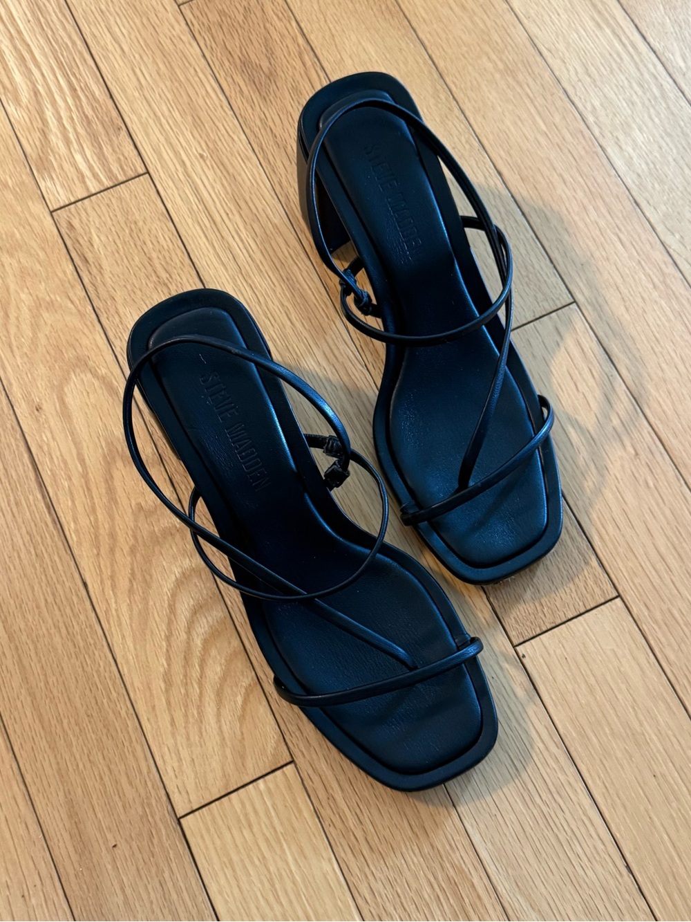 Strappy Black Block Heel Sandals - Picture 3 of 8